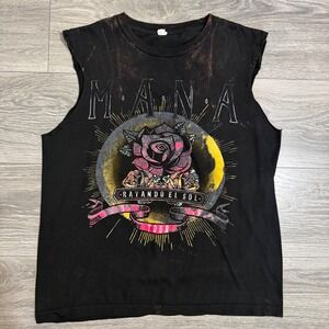 Mana Rayando El Sol 2019 Tour Muscle Tank Black Bleach Distressed S Women Cotton
